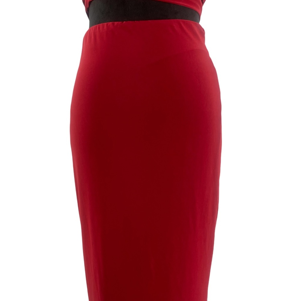 Red,Wine 2 piece dress, long pencil skirt with crop cut out top,Large, New - Picture 4 of 11